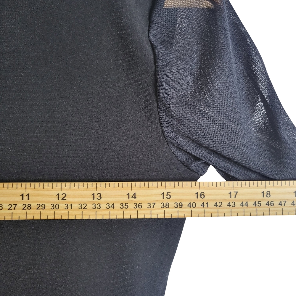 INC International Concepts Black Mesh Sleeve Women's Top - Picture 8 of 8